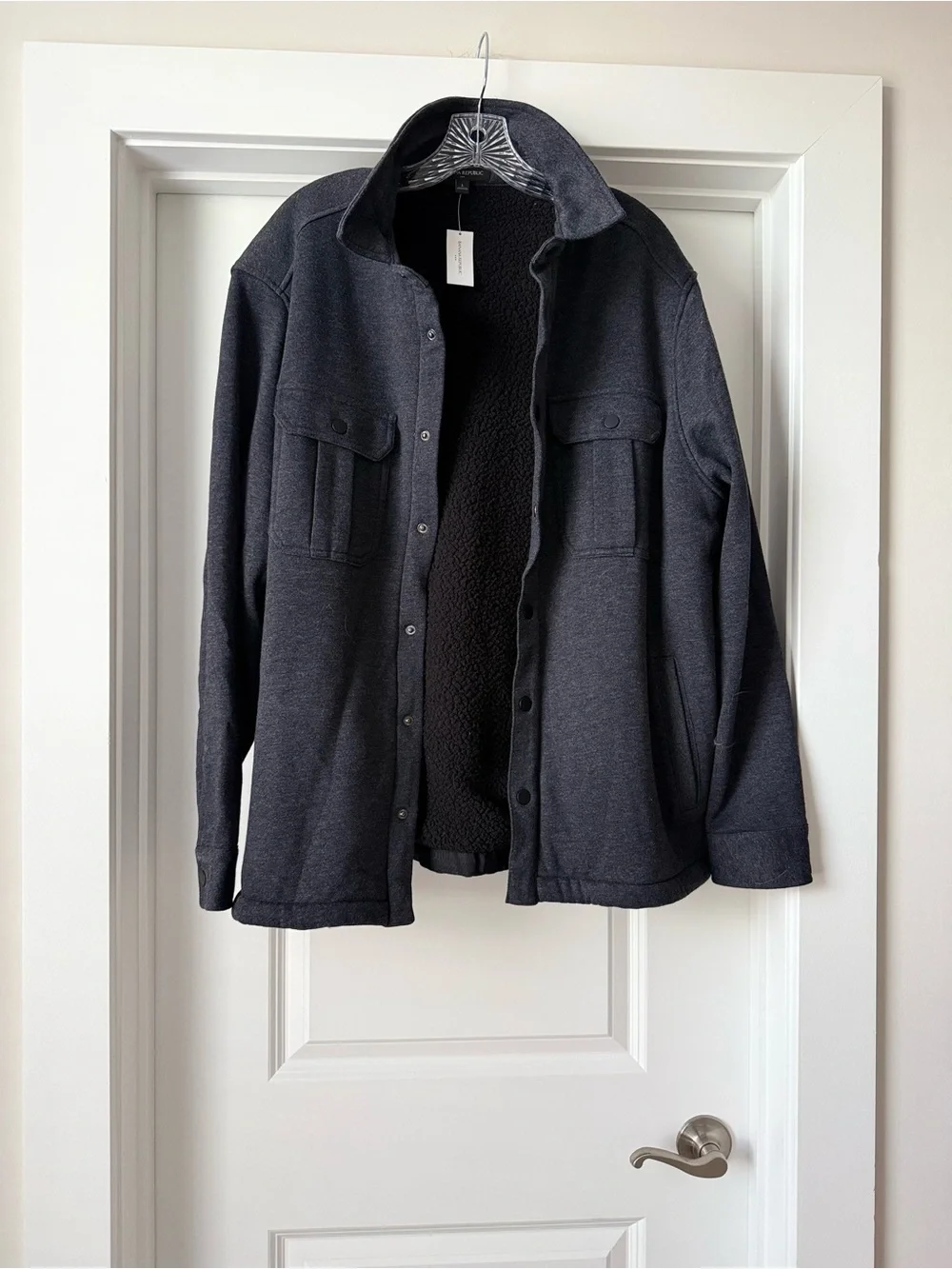 Men's Charcoal Sherpa-Lined Coat Fleece Jacket Brand New w Tags